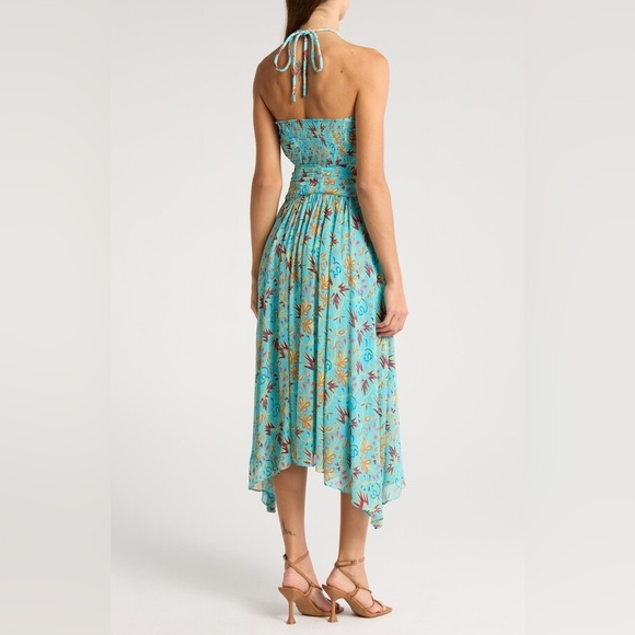 A.L.C. VIOLET BLUE TEAL SILK PRINTED HALTER SLEEVELESS ASYMMETRIC,SZ 2,$695 - Picture 3 of 17